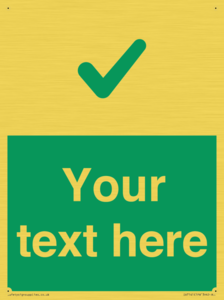 Custom green background, green tick sign